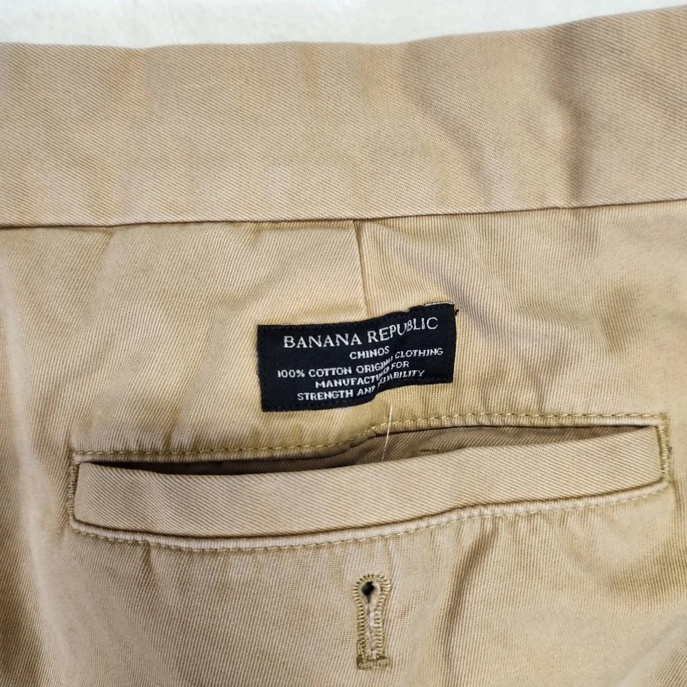 Banana Republic Emerson Chino Pants Mens 34x32 Tan Khaki‎ Straight Leg Cotton